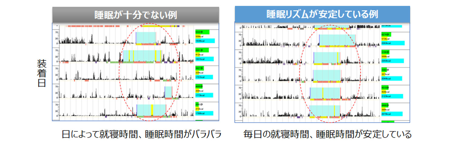 ５日分の活動量分析データ