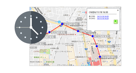 かんたん位置情報サービスのスケジュール検索イメージ